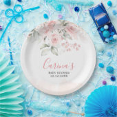 Blush Roze Bloemen Baby shower Papier Bord (Feest)