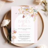Blush roze bloemen baby's in Bloom Baby shower Kaart