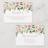 Blush Roze Bloemen Botanische bruiloft receptie Informatiekaartje (Voorkant / Achterkant)
