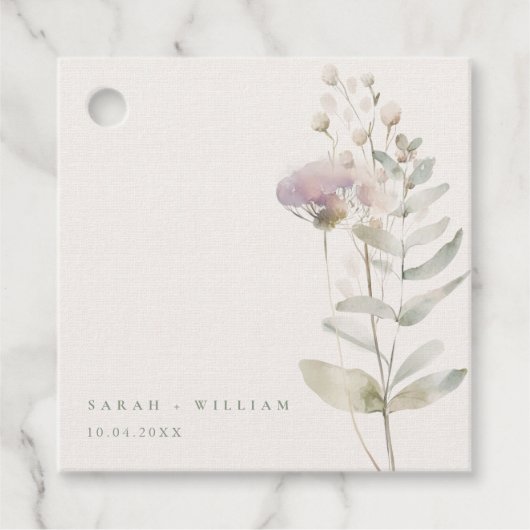 Blush roze bloemen bruiloft gunst Labels (Voorkant)