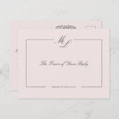 Blush Roze Bloemen Bruiloft Monogram Reactie Uitnodiging Briefkaart (Voorkant / Achterkant)