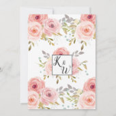 Blush Roze Bloemen Bruiloft Uitnodiging (Achterkant)