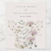 Blush roze bloemen bruiloft wijn etiket (Enkel label)