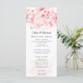 Blush Roze Bloemen Cherry Blossom Wedding Menu (Staand voorkant)