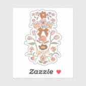 Blush roze bloemen en linten sticker (Vel)