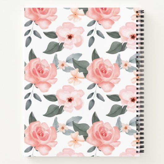 Blush roze bloemen en olievloeistof notitieboek (Achterkant)