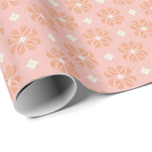 Blush Roze Bloemen Geometrisch Verpakking Papier