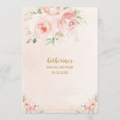 Blush Roze Bloemen Goud Bruids Baby shower Menu (Achterkant)
