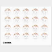 Blush Roze Bloemen Grijs Script Dank u Namen Ronde Sticker (Vel)