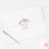 Blush Roze Bloemen Grijs Script Dank u Namen Ronde Sticker (Envelop)