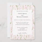 Blush Roze Bloemen Huwelijk Kaart (Voorkant)