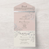  Blush Roze Bloemen Huwelijksuitnodiging All In One Uitnodiging (Binnen)