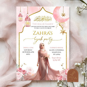Blush Roze Bloemen Islamitische Meisje Hijab Kaart