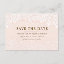 Blush Roze Bloemen Kant Bruiloft Save the Date