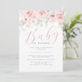 Blush Roze Bloemen Meisje Baby in Bloom Baby showe Kaart (Staand voorkant)