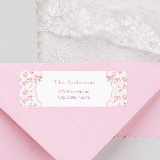 Blush Roze Bloemen Meisje Baby shower Label