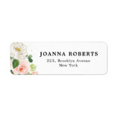 Blush Roze Bloemen Modern Botanisch Retouradres Etiket (Voorkant)