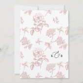  Blush Roze Bloemen Modern Script Wedding Kaart (Achterkant)