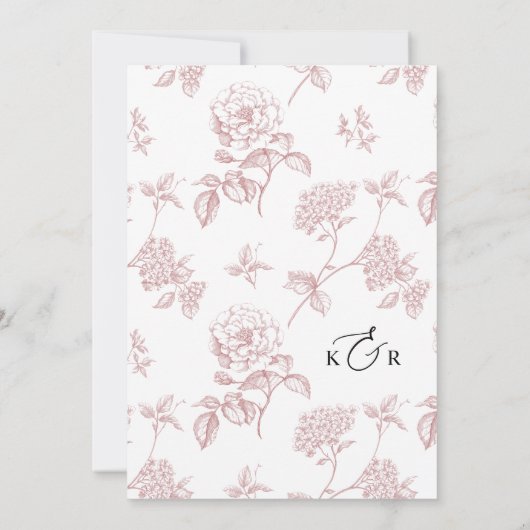  Blush Roze Bloemen Modern Script Wedding Kaart (Achterkant)