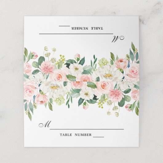 Blush roze bloemen Moderne botanische bruiloft (Buitenkant ongevouwen)