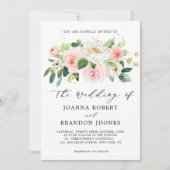 Blush roze bloemen Moderne botanische bruiloft Kaart (Voorkant)