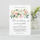 Blush roze bloemen Moderne botanische bruiloft Kaart (Staand voorkant)