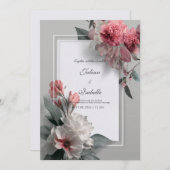 Blush Roze Bloemen Moderne Bruiloft Kaart (Voorkant / Achterkant)