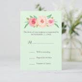 Blush Roze  Bloemen Munt Bruiloft RSVP (Staand voorkant)