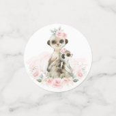 Blush Roze Bloemen Oerwoud Safari Baby Dieren Part Confetti (Kleine voorkant)