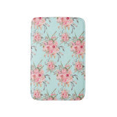 Blush roze bloemen op lichtblauw badmat (Voorkant Verticaal)