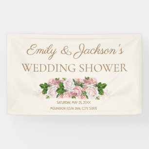 Blush Roze  Bloemen Paar's Wedding Shower Spandoek