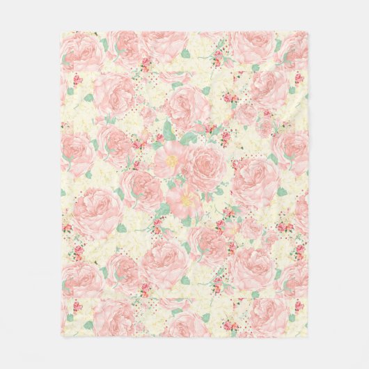 Blush roze bloemen pastel rozen fleece deken (Voorkant)