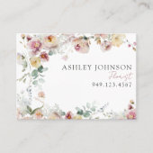 Blush Roze Bloemen QR Code Professioneel Visitekaartje (Voorkant)