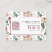 Blush Roze Bloemen QR Code Professioneel Visitekaartje (Achterkant)