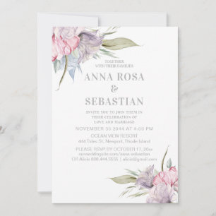 *~* Blush Roze Bloemen Roos AR15 BRUILOFT RSVP + Kaart