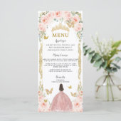 Blush Roze Bloemen Roos Gouden Jurk Quinceañera Me Programma (Staand voorkant)