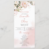 Blush Roze Bloemen Rozen Boho Trouwceremonie Programma (Voorkant)