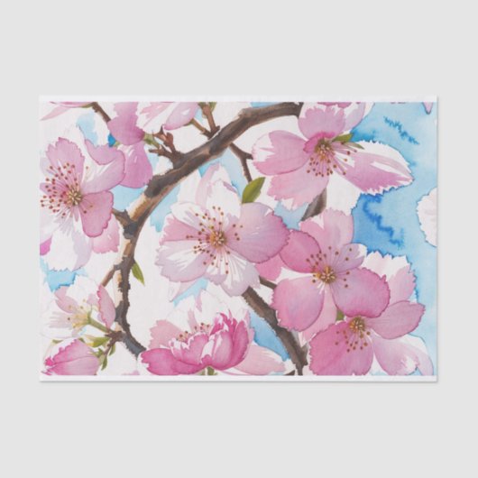 Blush Roze Bloemen Sakura Bloesem Decoupage Tissuepapier (Voorkant)