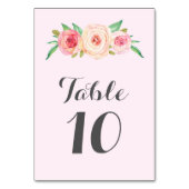 Blush Roze Bloemen Tafel Aantal Kaarten (Achterkant)
