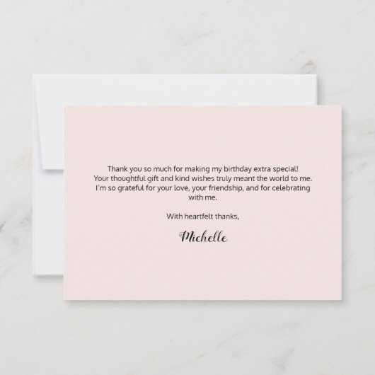 Blush Roze Bloemen Verjaardag Dank u Bedankkaart (Achterkant)