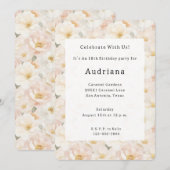 Blush Roze Bloemen Verjaardag Kaart (Voorkant / Achterkant)