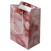 Blush roze bloemen verjaardag medium cadeauzakje (Achterkant Gekanteld)