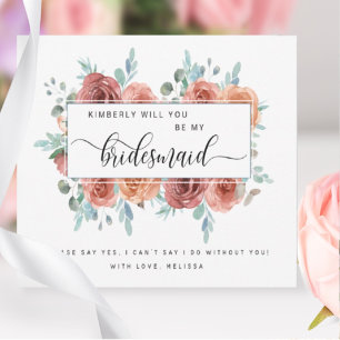 Blush roze bloemen zijn mijn Bridesmaïde Kaart Notitiekaartje