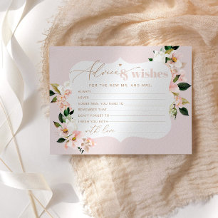 Blush roze bloemenadvies en wensen bruidskaart