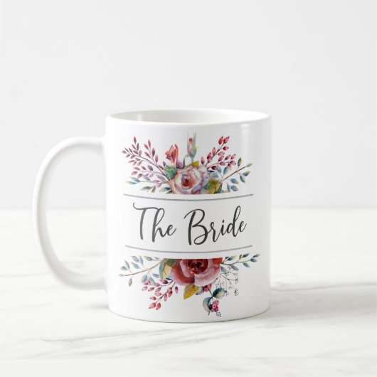 Blush roze bloemenboeket The Bride Coffee Mok (Links)