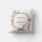 Blush roze bloemenbruids bruiloft kussen (Voorkant)