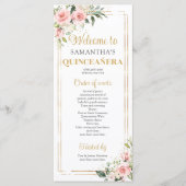 Blush roze bloemengoud geometrisch lijst Quinceane Programma (Voorkant)