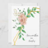 Blush roze, bloemengrens bruiloft kaart (Achterkant)