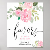 Blush roze bloemengunsten neem alsjeblieft één tek poster (Voorkant)