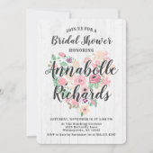 Blush roze bloemenhart bruids douche uitnodiging (Voorkant)